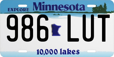 MN license plate 986LUT