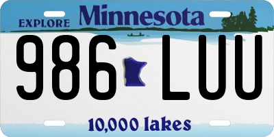 MN license plate 986LUU