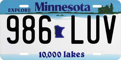MN license plate 986LUV