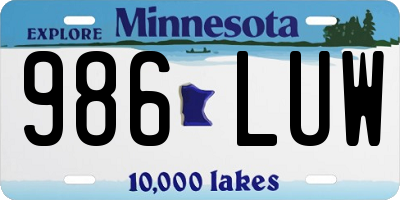 MN license plate 986LUW