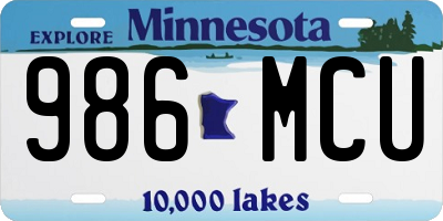 MN license plate 986MCU