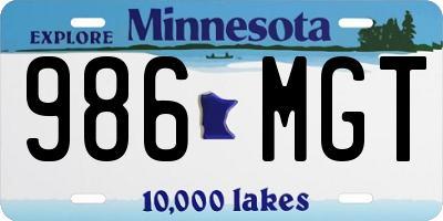 MN license plate 986MGT