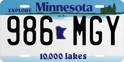 MN license plate 986MGY