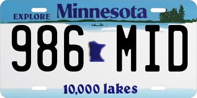 MN license plate 986MID