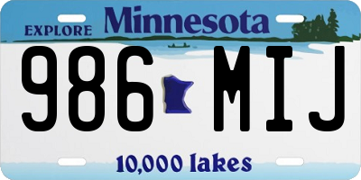 MN license plate 986MIJ