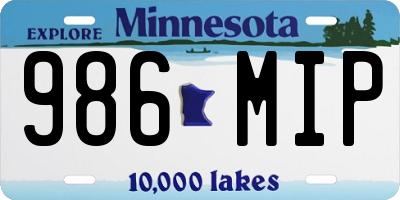 MN license plate 986MIP