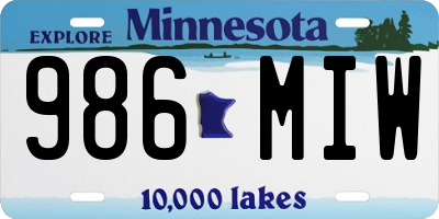 MN license plate 986MIW