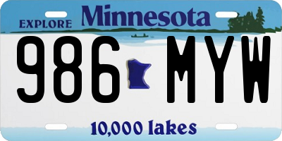 MN license plate 986MYW