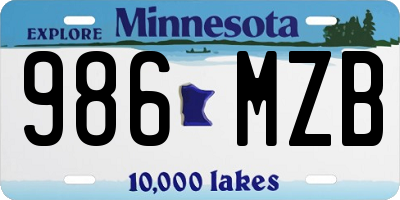 MN license plate 986MZB
