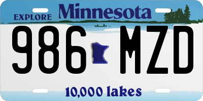MN license plate 986MZD