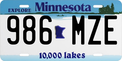 MN license plate 986MZE