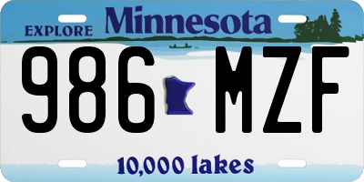 MN license plate 986MZF