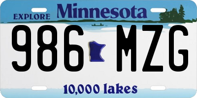 MN license plate 986MZG