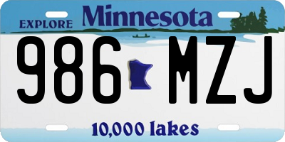 MN license plate 986MZJ