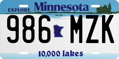 MN license plate 986MZK