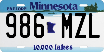 MN license plate 986MZL