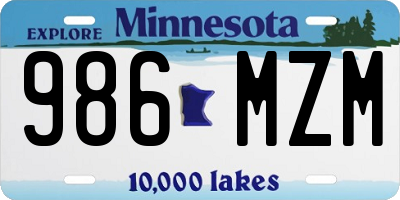 MN license plate 986MZM