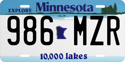 MN license plate 986MZR