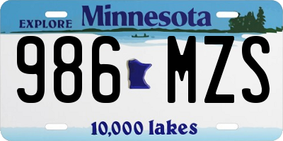 MN license plate 986MZS