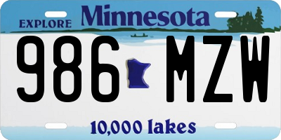 MN license plate 986MZW
