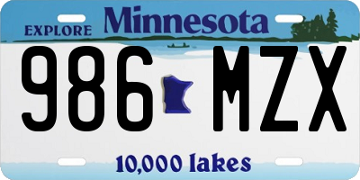 MN license plate 986MZX