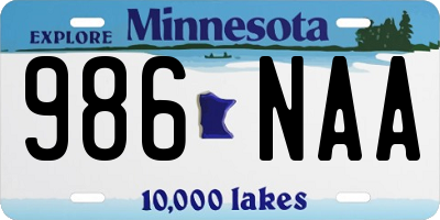 MN license plate 986NAA