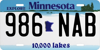 MN license plate 986NAB