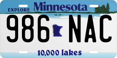 MN license plate 986NAC