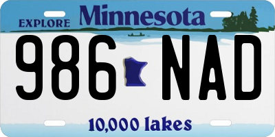 MN license plate 986NAD