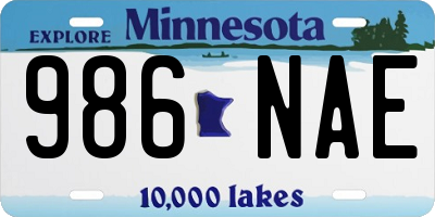 MN license plate 986NAE
