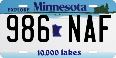 MN license plate 986NAF