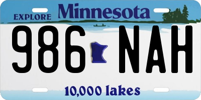 MN license plate 986NAH