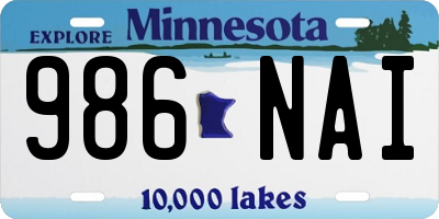MN license plate 986NAI