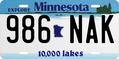 MN license plate 986NAK
