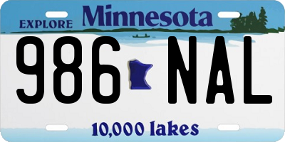 MN license plate 986NAL