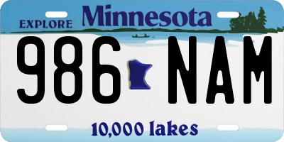 MN license plate 986NAM