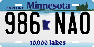 MN license plate 986NAO