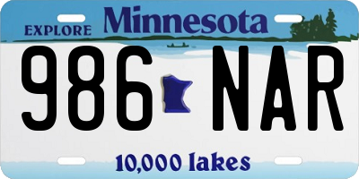MN license plate 986NAR