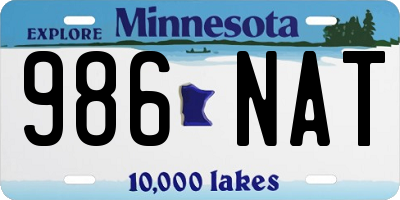 MN license plate 986NAT