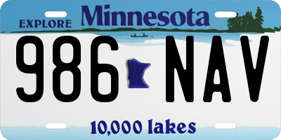 MN license plate 986NAV