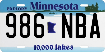 MN license plate 986NBA