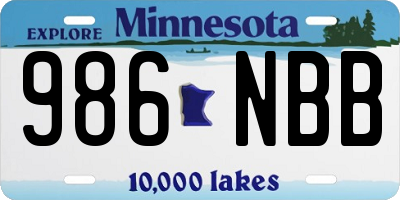 MN license plate 986NBB