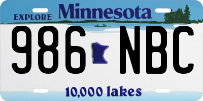 MN license plate 986NBC