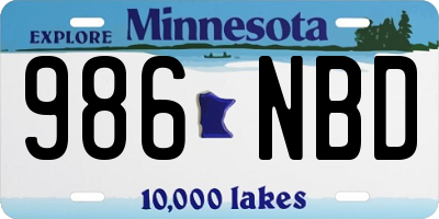 MN license plate 986NBD