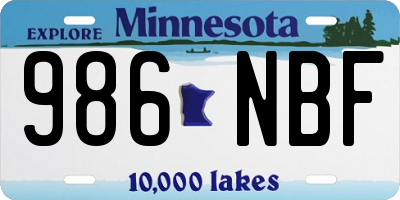 MN license plate 986NBF