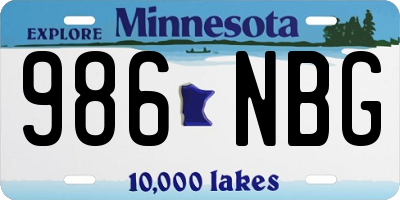 MN license plate 986NBG