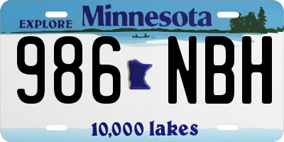 MN license plate 986NBH
