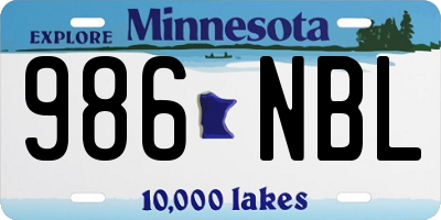 MN license plate 986NBL
