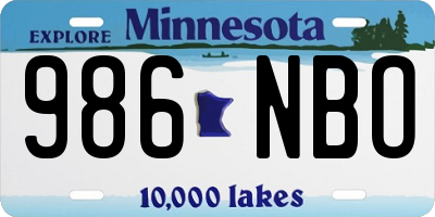 MN license plate 986NBO