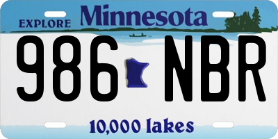 MN license plate 986NBR